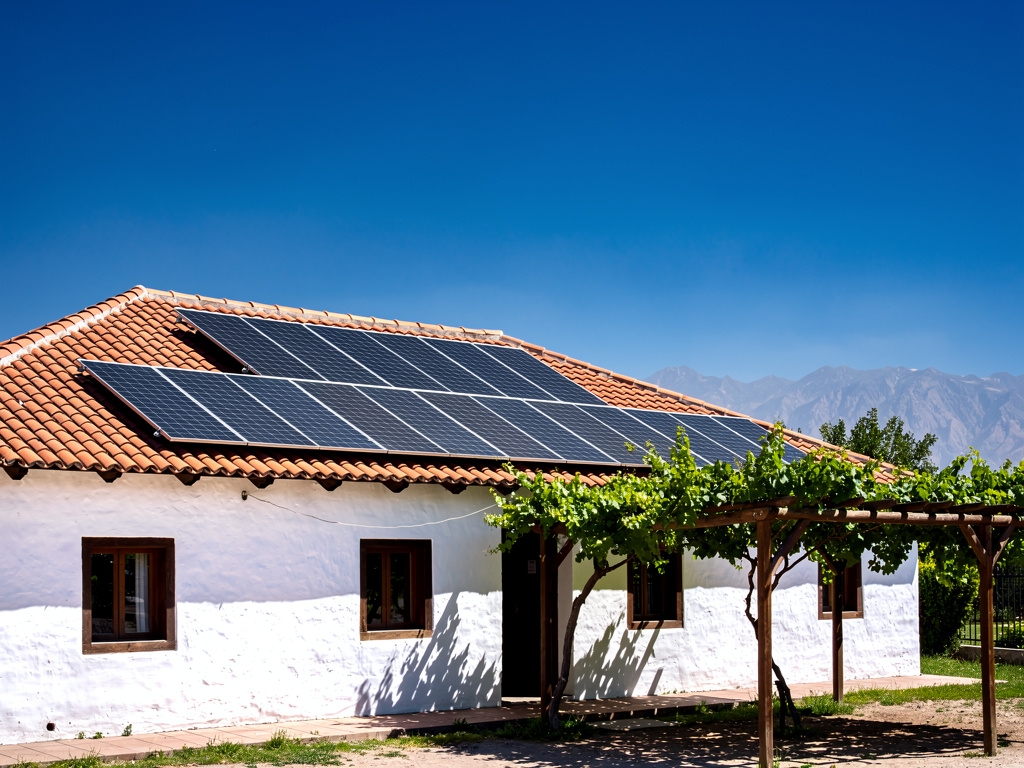 Instalación solar en vivienda de Mendoza con cielo despejado