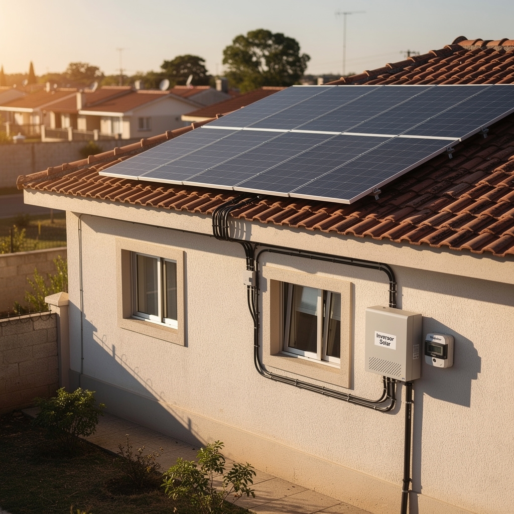 Diagrama de sistema solar on-grid conectado a la red eléctrica